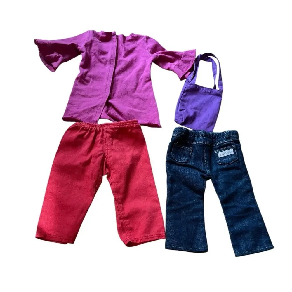 American Girl Doll Lot Of 4 Pieces Tote Bag Shine Bright, Jeans, Pants, Top